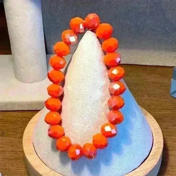 Vintage AB Crystal Orange Stretch Bracelet - Picture 1 of 6